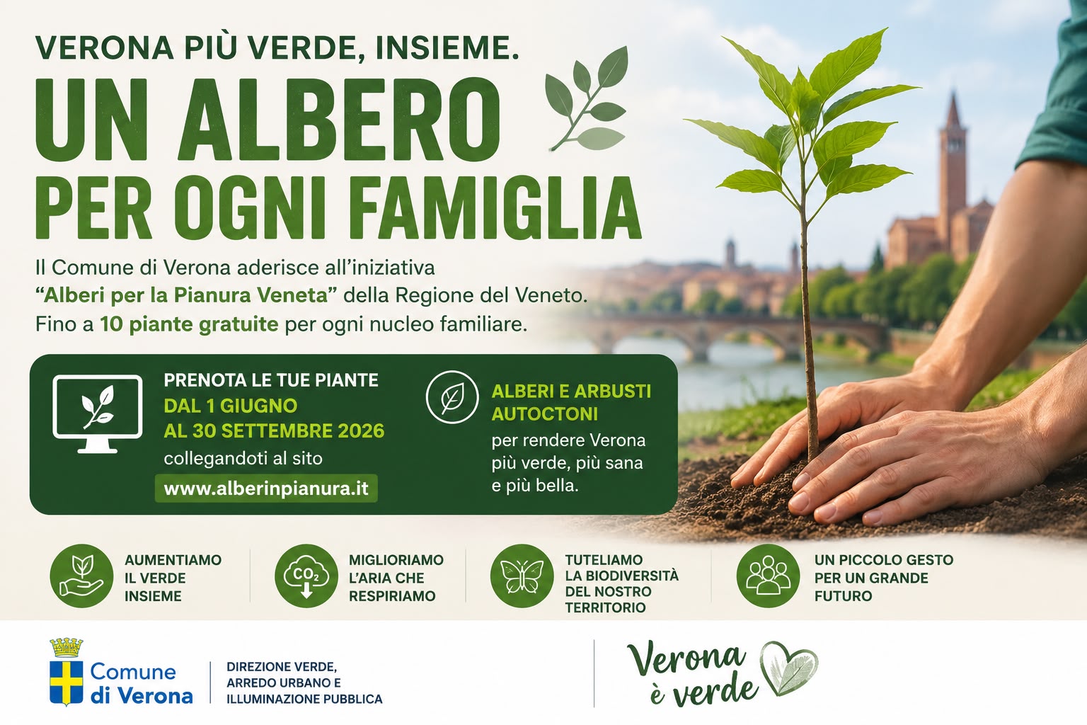 Verona, il comune aderisce ad ‘Alberi per la Pianura veneta’.